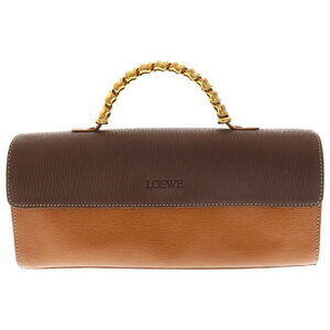 LOEWE Velazquez Twist Handle Handbag Beige Tan Leather Brown